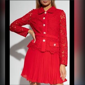 Red Lace embellished mini  self portrait dress